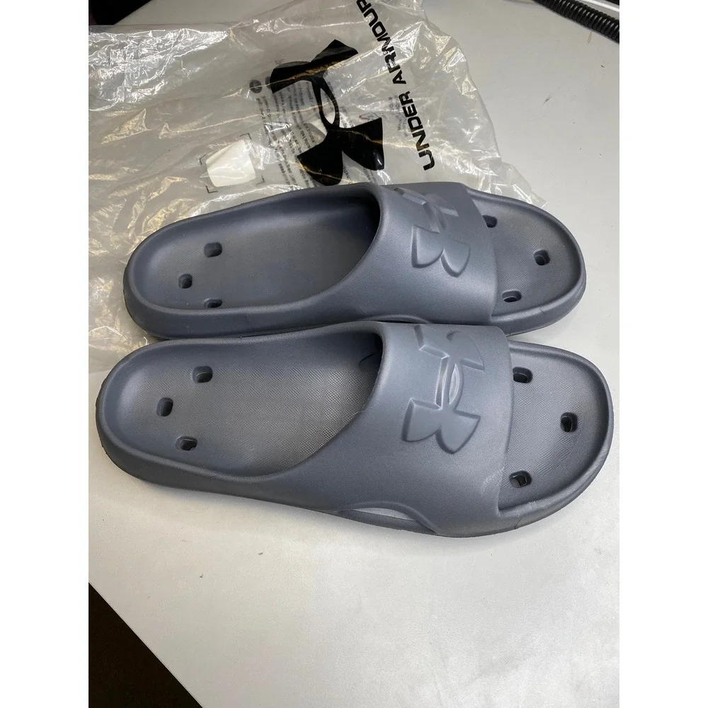 Under Armour Locker IV Mens Slides Grey Athletic Shower Sandals Size 13
